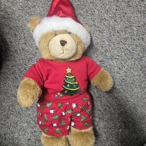 Build A Bear Older Label Brown Bear With Santa Pajamas And Santa Hat Collectable